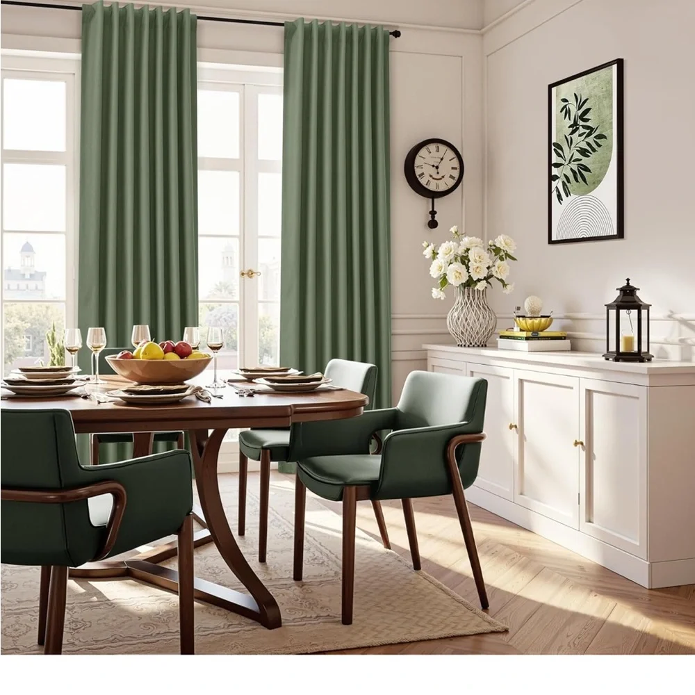 52” x 120” Solid Olive Green 100% Blackout Curtains